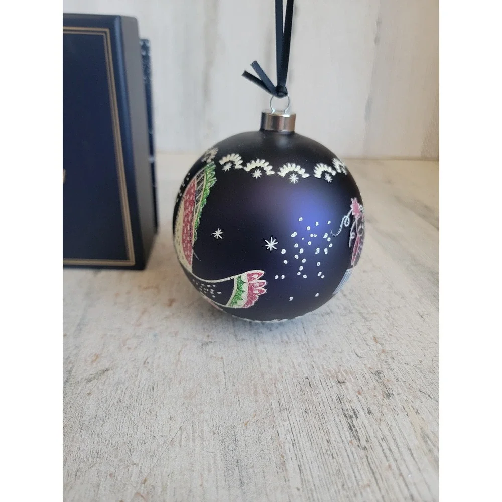 Vera Bradley night sky owl ball glass bird Xmas ornament glitter unique